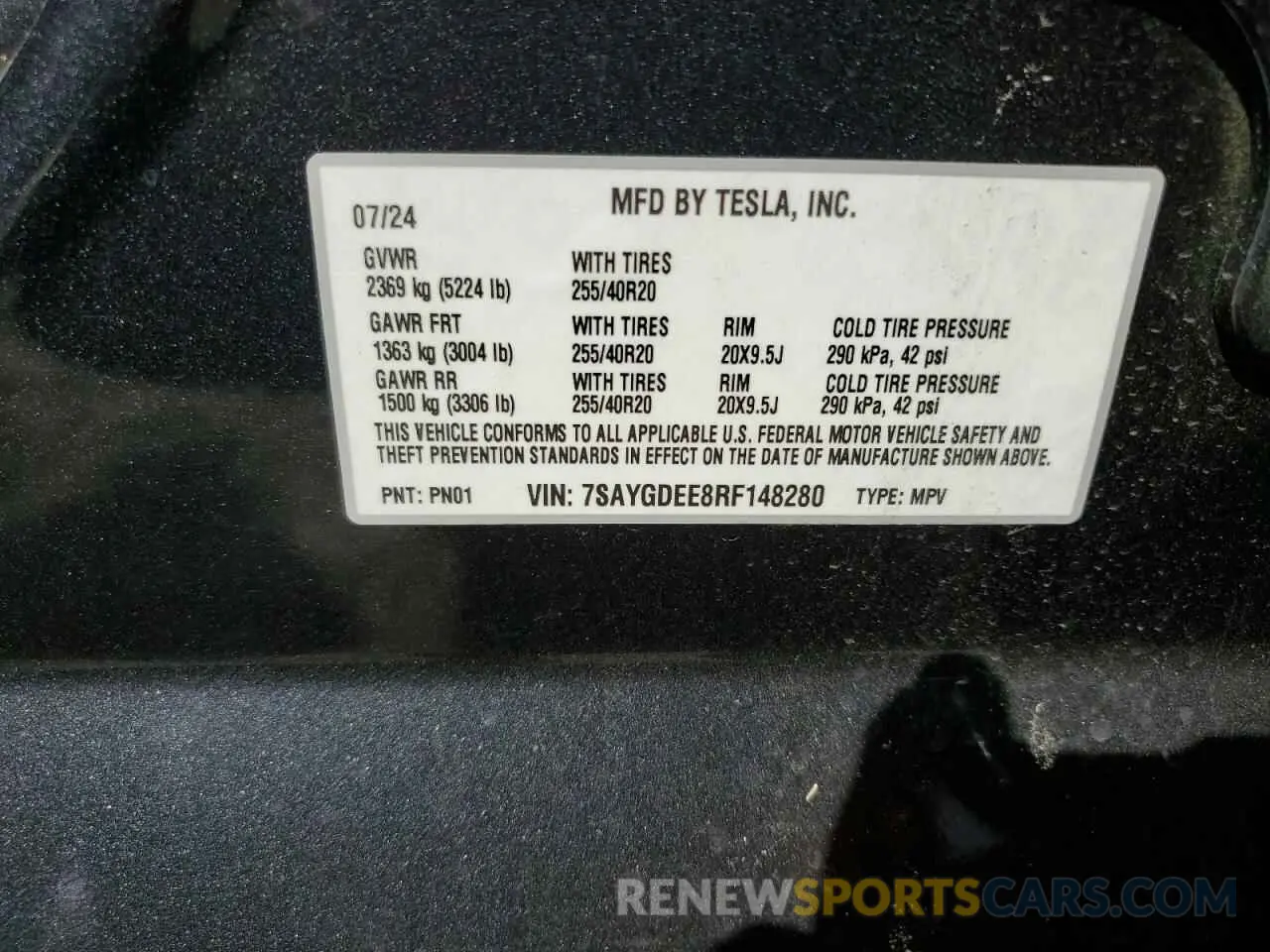 14 Фотография поврежденного автомобиля 7SAYGDEE8RF148280 TESLA MODEL Y 2024