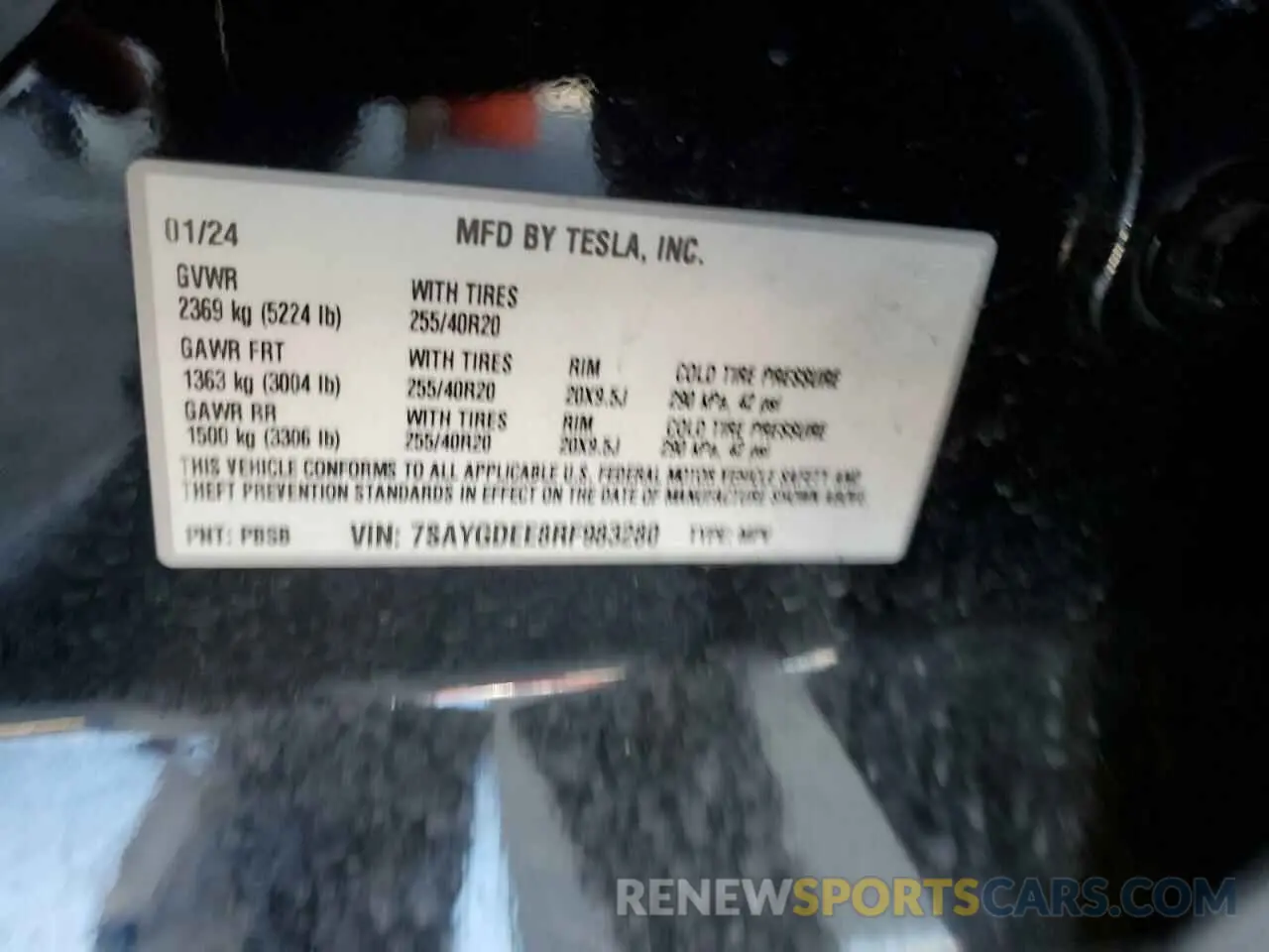 13 Photograph of a damaged car 7SAYGDEE8RF983280 TESLA MODEL Y 2024