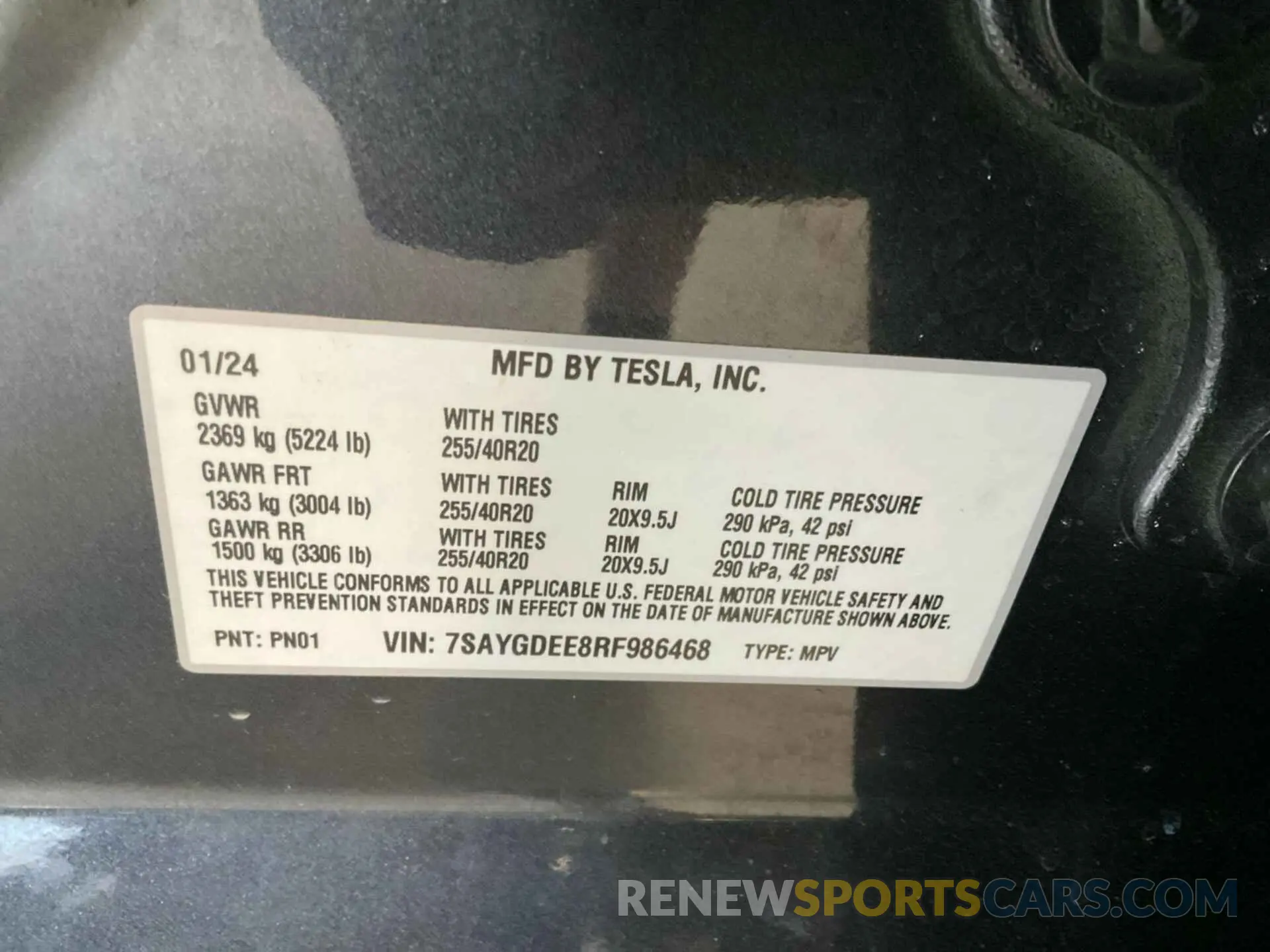 1 Photograph of a damaged car 7SAYGDEE8RF986468 TESLA MODEL Y 2024
