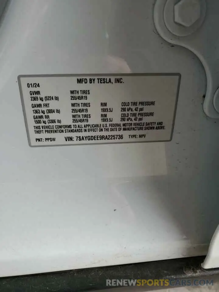 13 Photograph of a damaged car 7SAYGDEE9RA225736 TESLA MODEL Y 2024