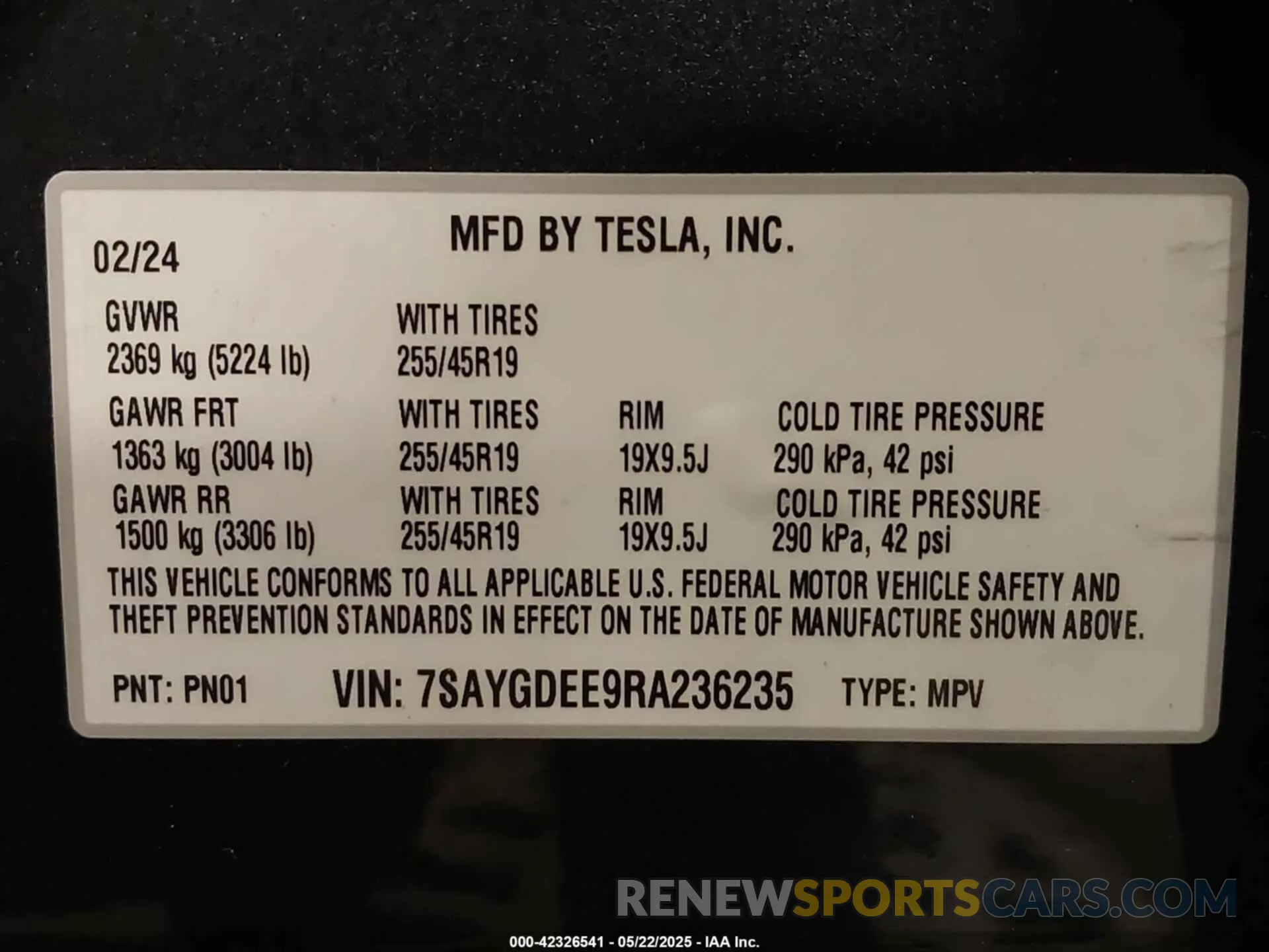 9 Фотография поврежденного автомобиля 7SAYGDEE9RA236235 TESLA MODEL Y 2024