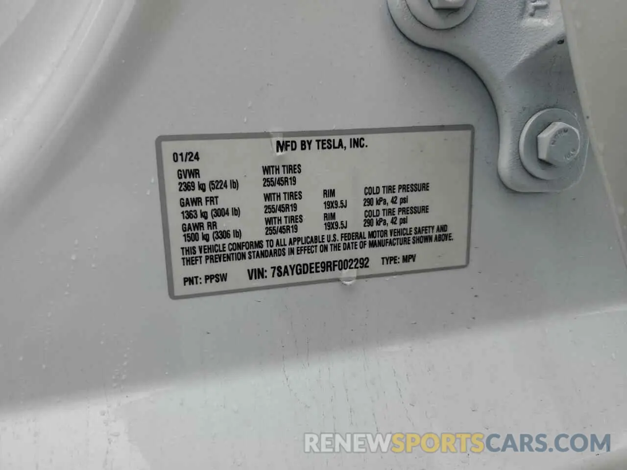 14 Фотография поврежденного автомобиля 7SAYGDEE9RF002292 TESLA MODEL Y 2024