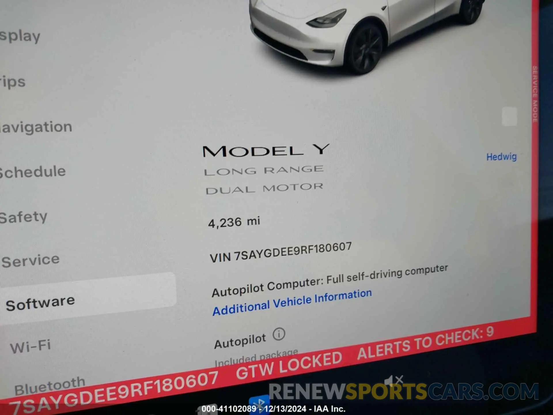 7 Фотография поврежденного автомобиля 7SAYGDEE9RF180607 TESLA MODEL Y 2024