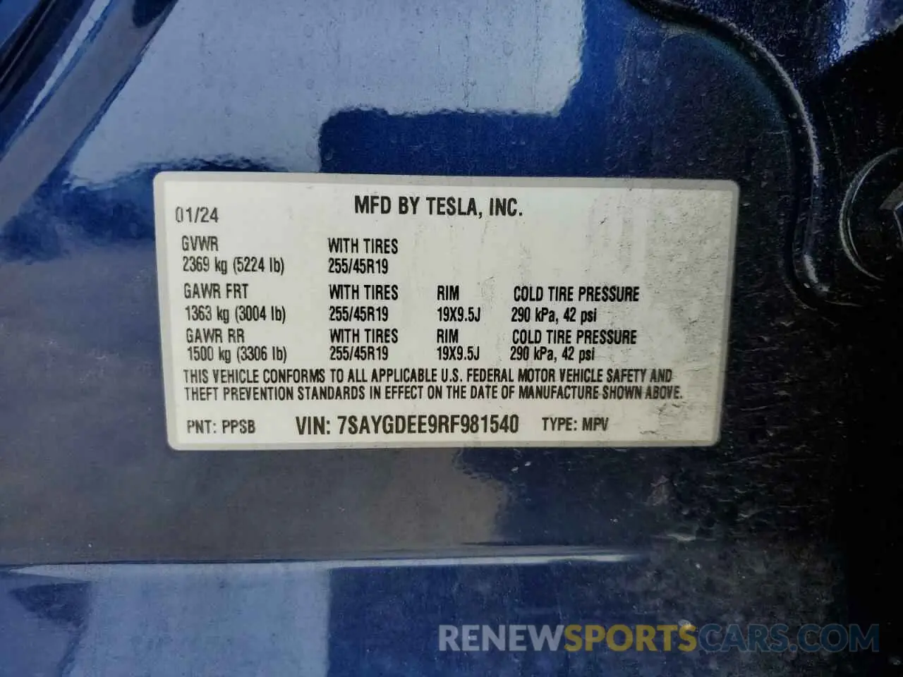 15 Фотография поврежденного автомобиля 7SAYGDEE9RF981540 TESLA MODEL Y 2024