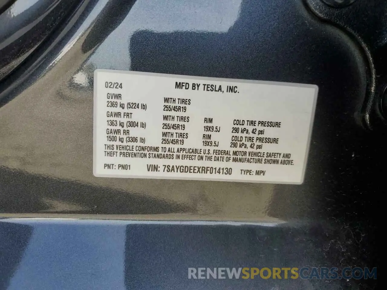 13 Фотография поврежденного автомобиля 7SAYGDEEXRF014130 TESLA MODEL Y 2024