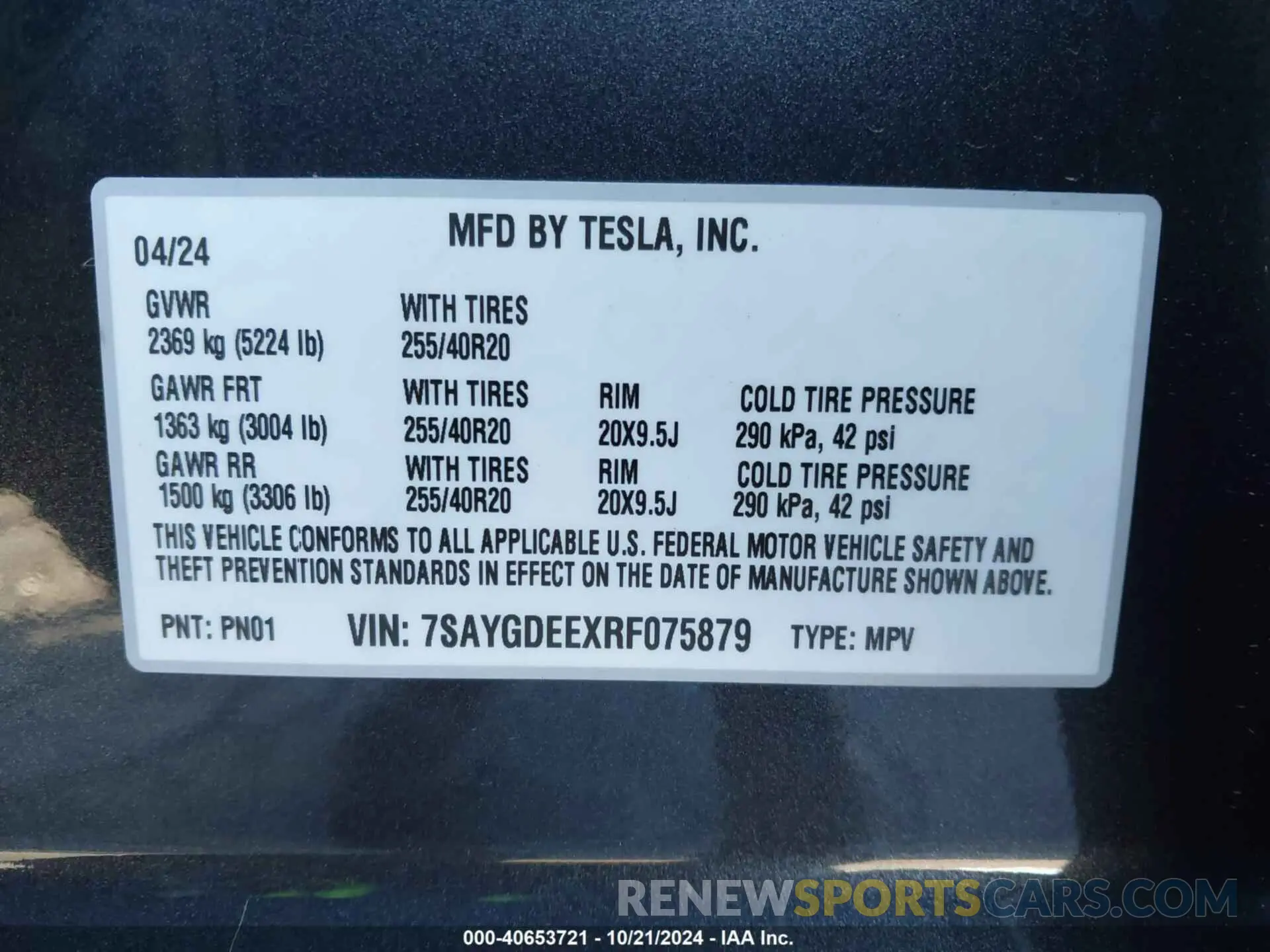 9 Photograph of a damaged car 7SAYGDEEXRF075879 TESLA MODEL Y 2024