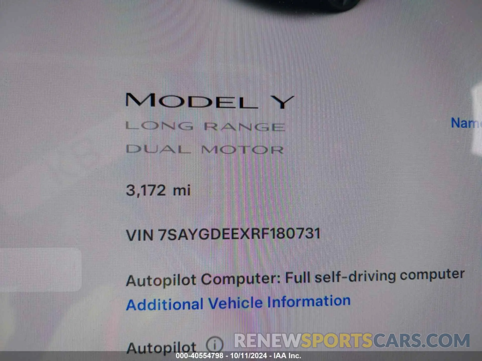 7 Photograph of a damaged car 7SAYGDEEXRF180731 TESLA MODEL Y 2024