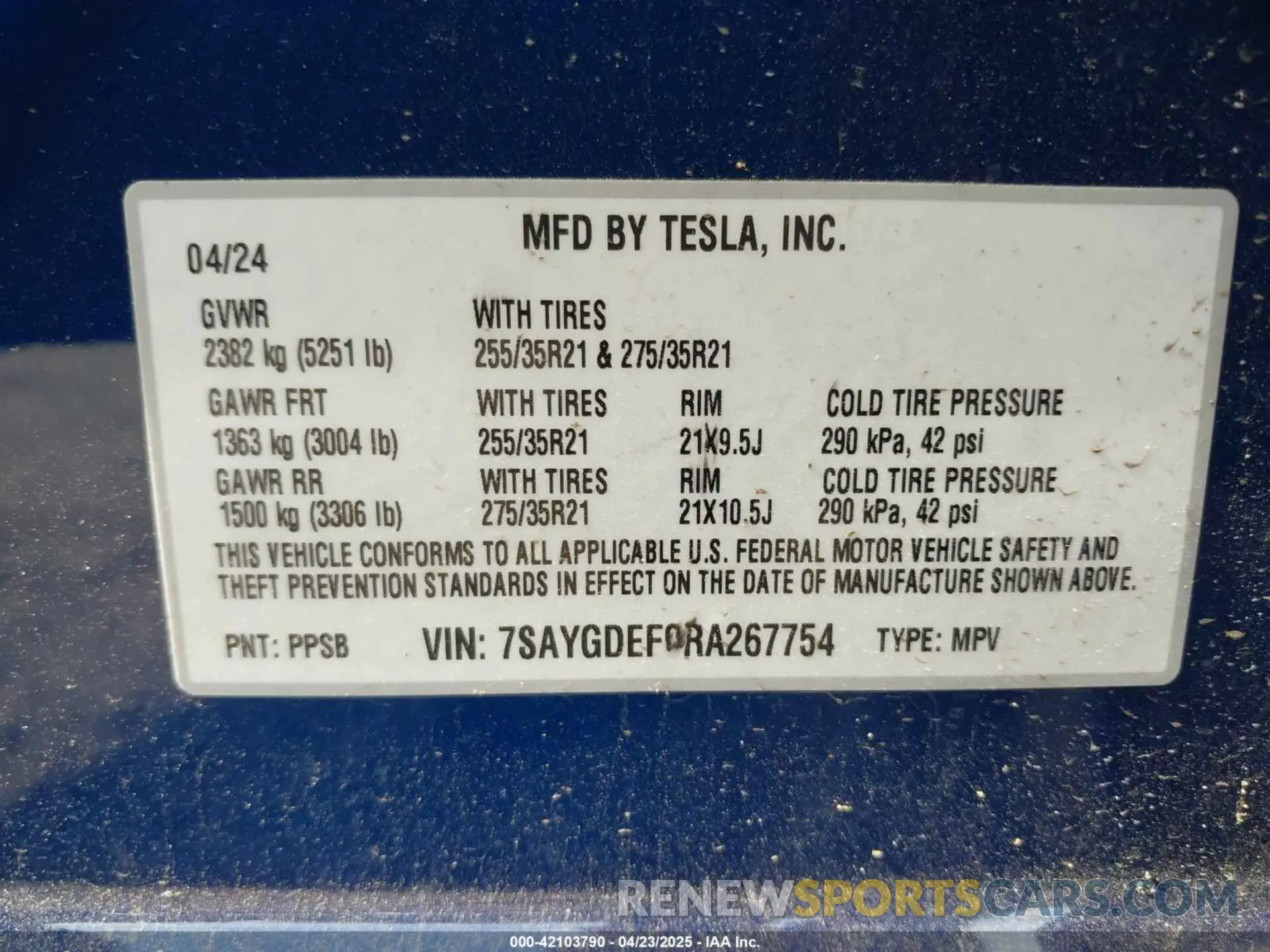 9 Фотография поврежденного автомобиля 7SAYGDEF0RA267754 TESLA MODEL Y 2024