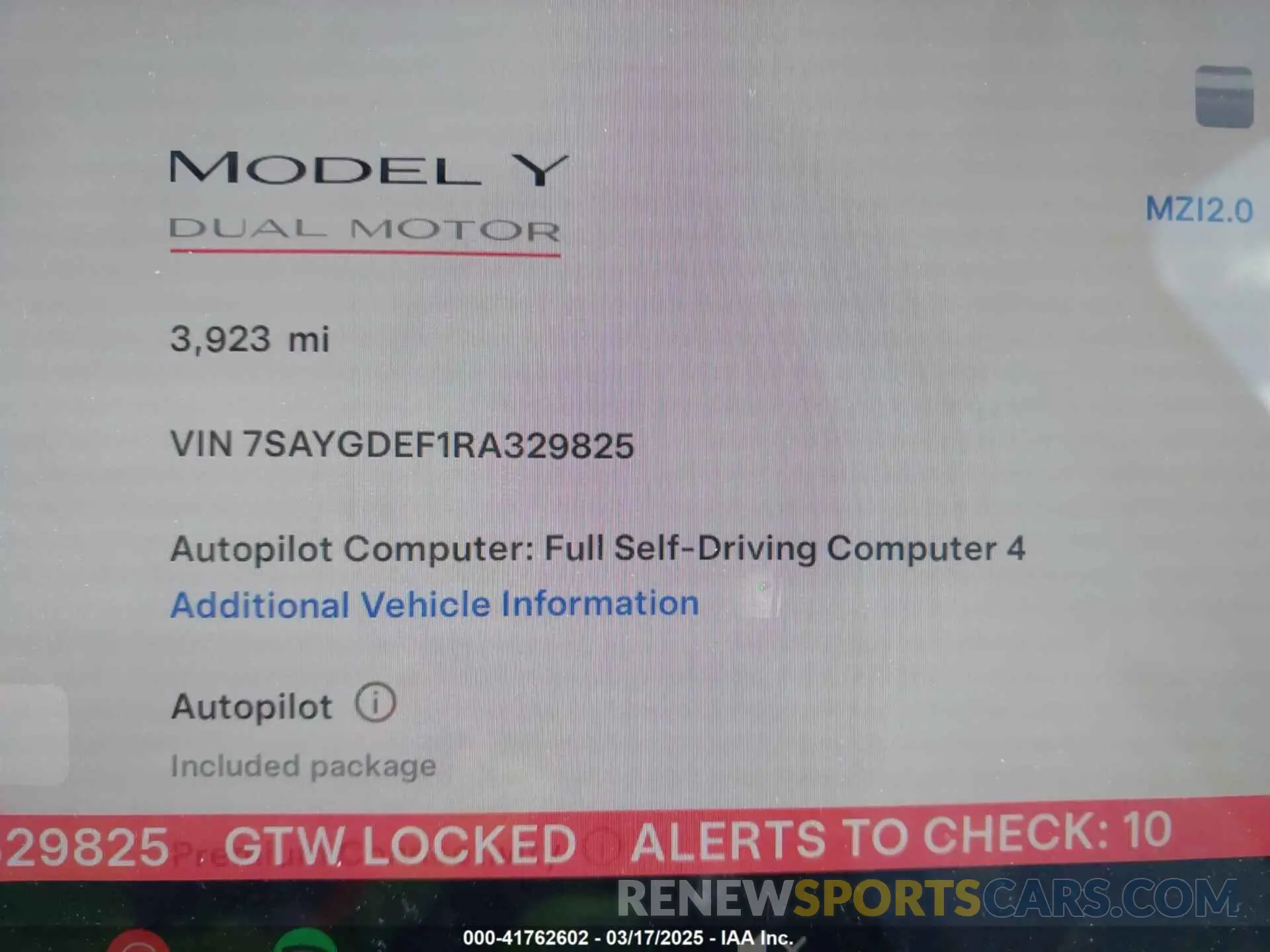 7 Фотография поврежденного автомобиля 7SAYGDEF1RA329825 TESLA MODEL Y 2024