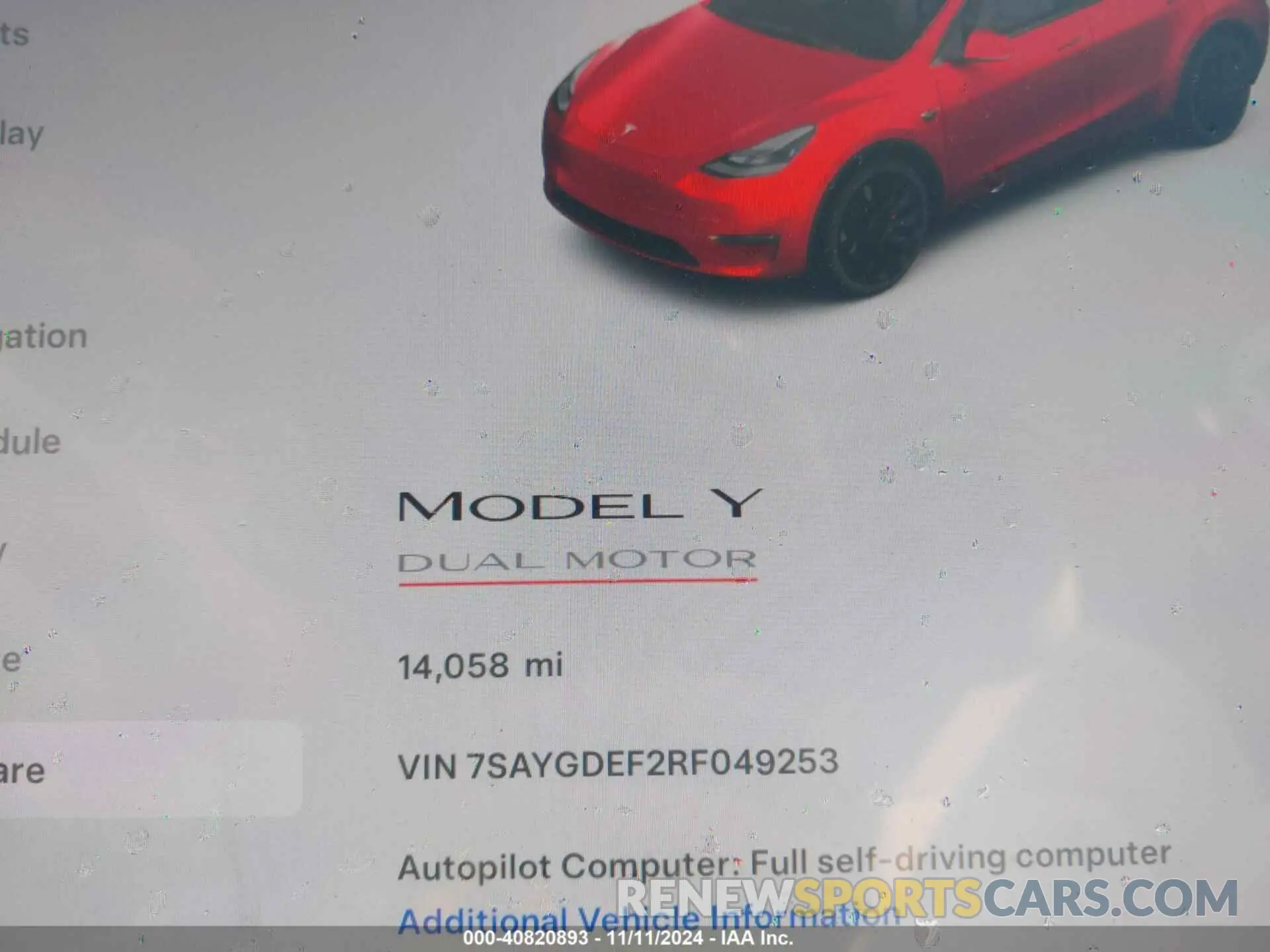 7 Photograph of a damaged car 7SAYGDEF2RF049253 TESLA MODEL Y 2024
