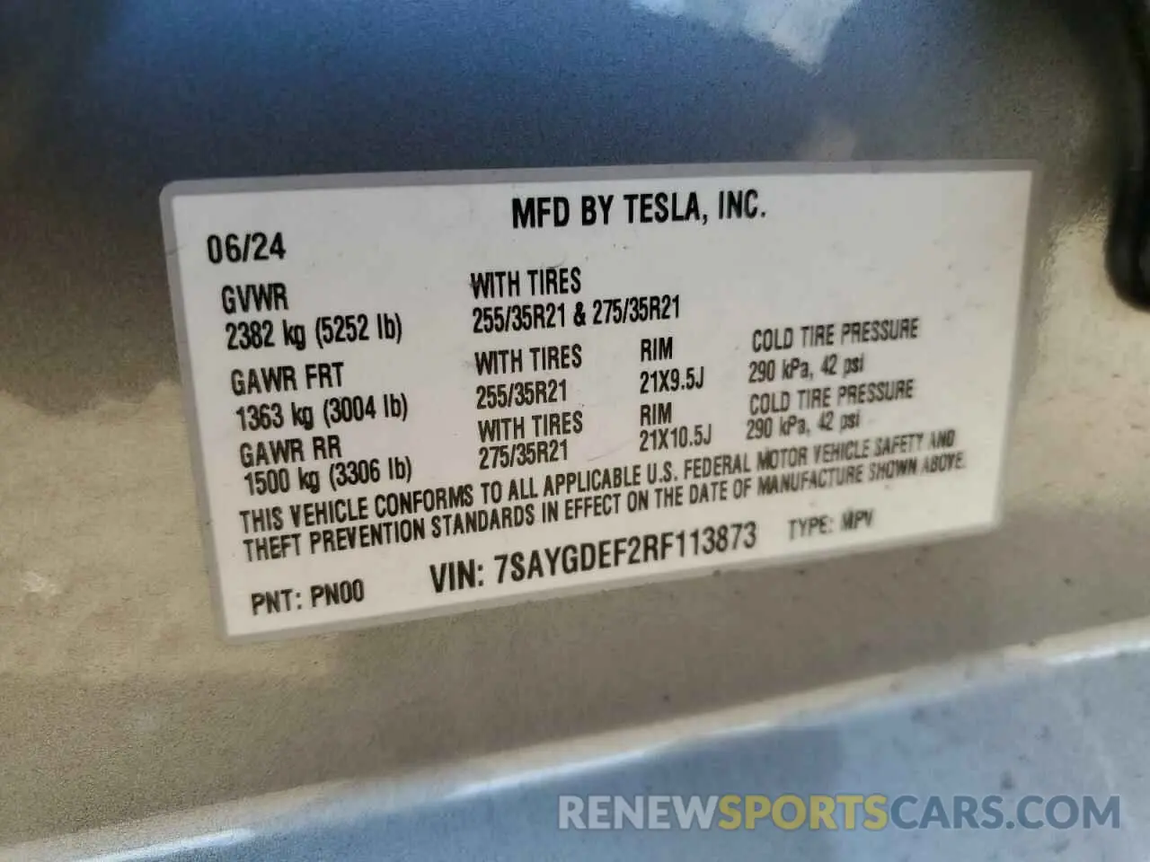 15 Фотография поврежденного автомобиля 7SAYGDEF2RF113873 TESLA MODEL Y 2024