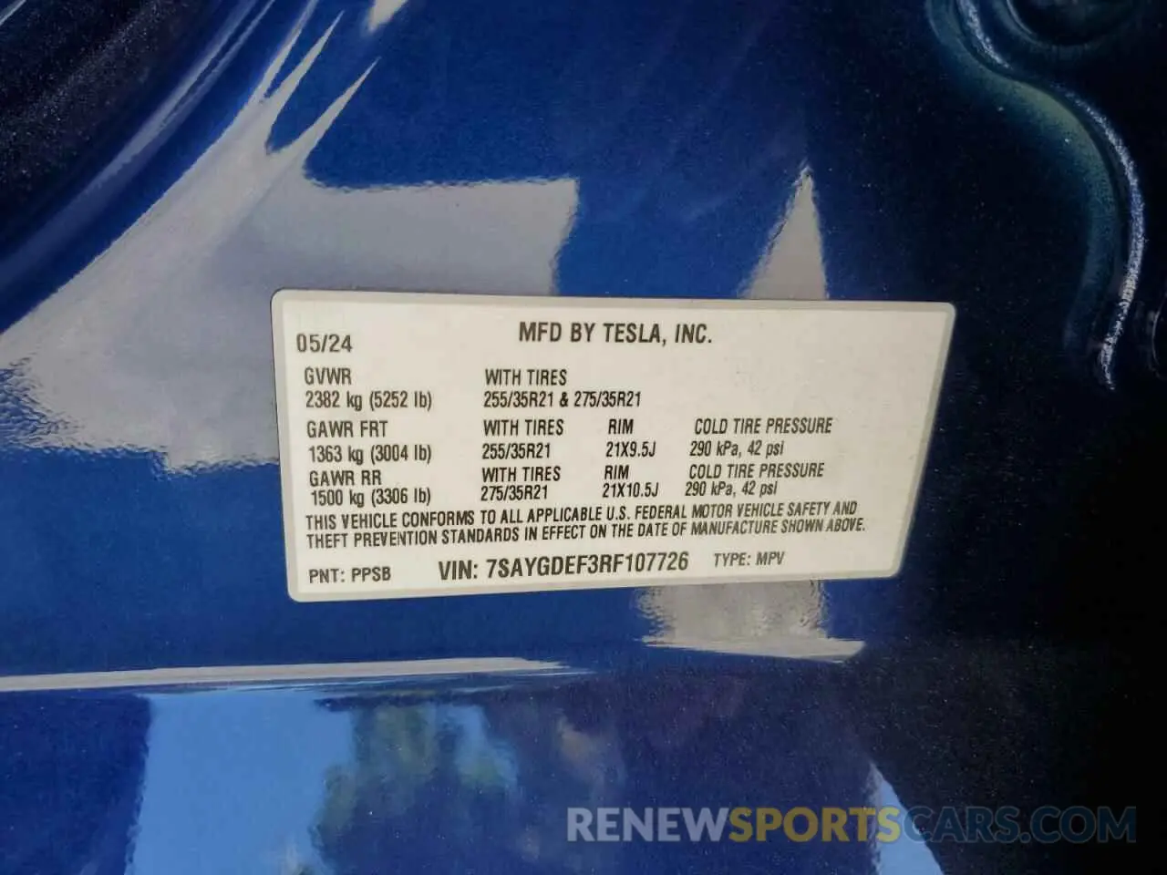14 Photograph of a damaged car 7SAYGDEF3RF107726 TESLA MODEL Y 2024