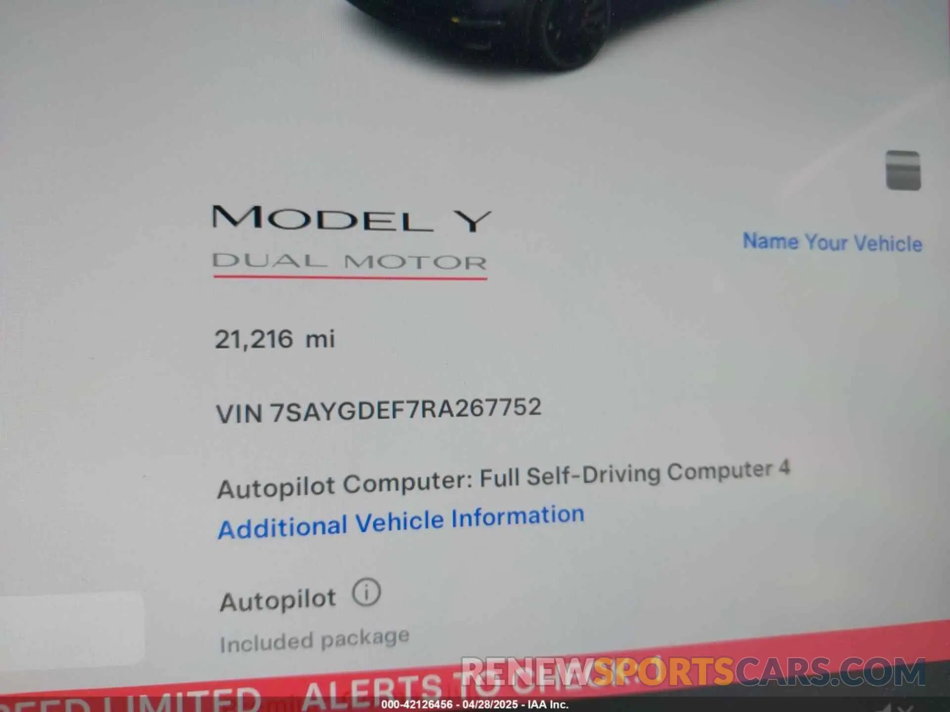 7 Фотография поврежденного автомобиля 7SAYGDEF7RA267752 TESLA MODEL Y 2024