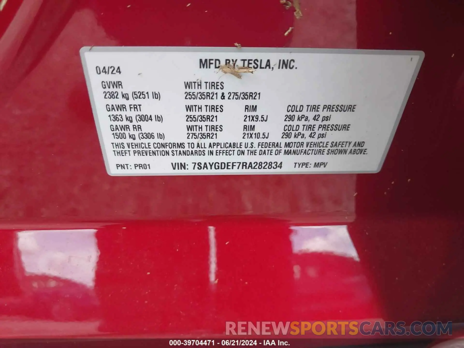 9 Фотография поврежденного автомобиля 7SAYGDEF7RA282834 TESLA MODEL Y 2024