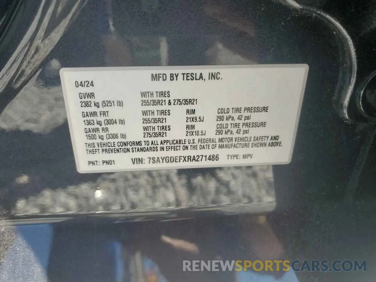 14 Photograph of a damaged car 7SAYGDEFXRA271486 TESLA MODEL Y 2024