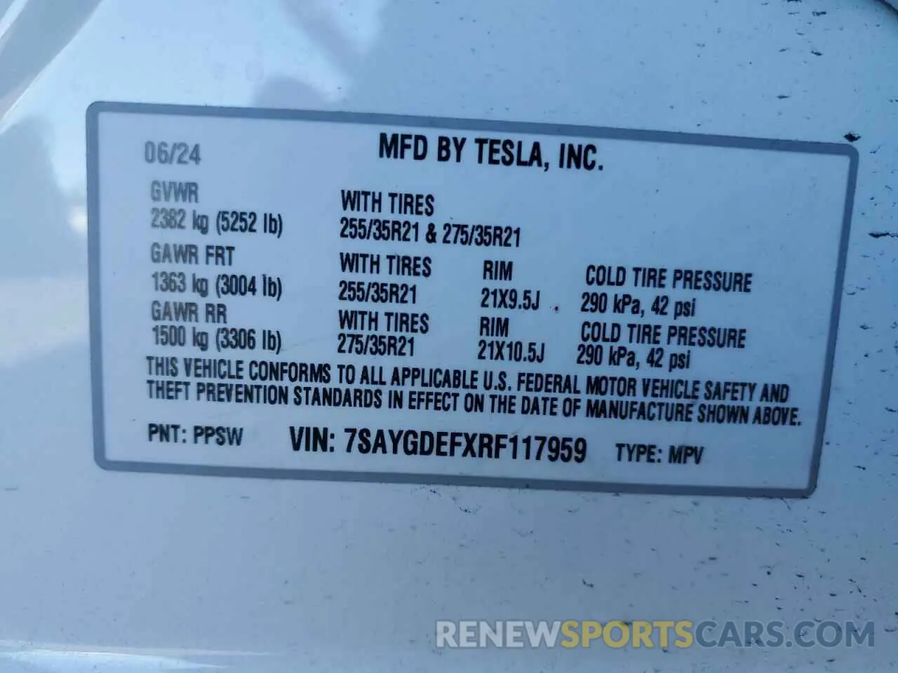 13 Фотография поврежденного автомобиля 7SAYGDEFXRF117959 TESLA MODEL Y 2024