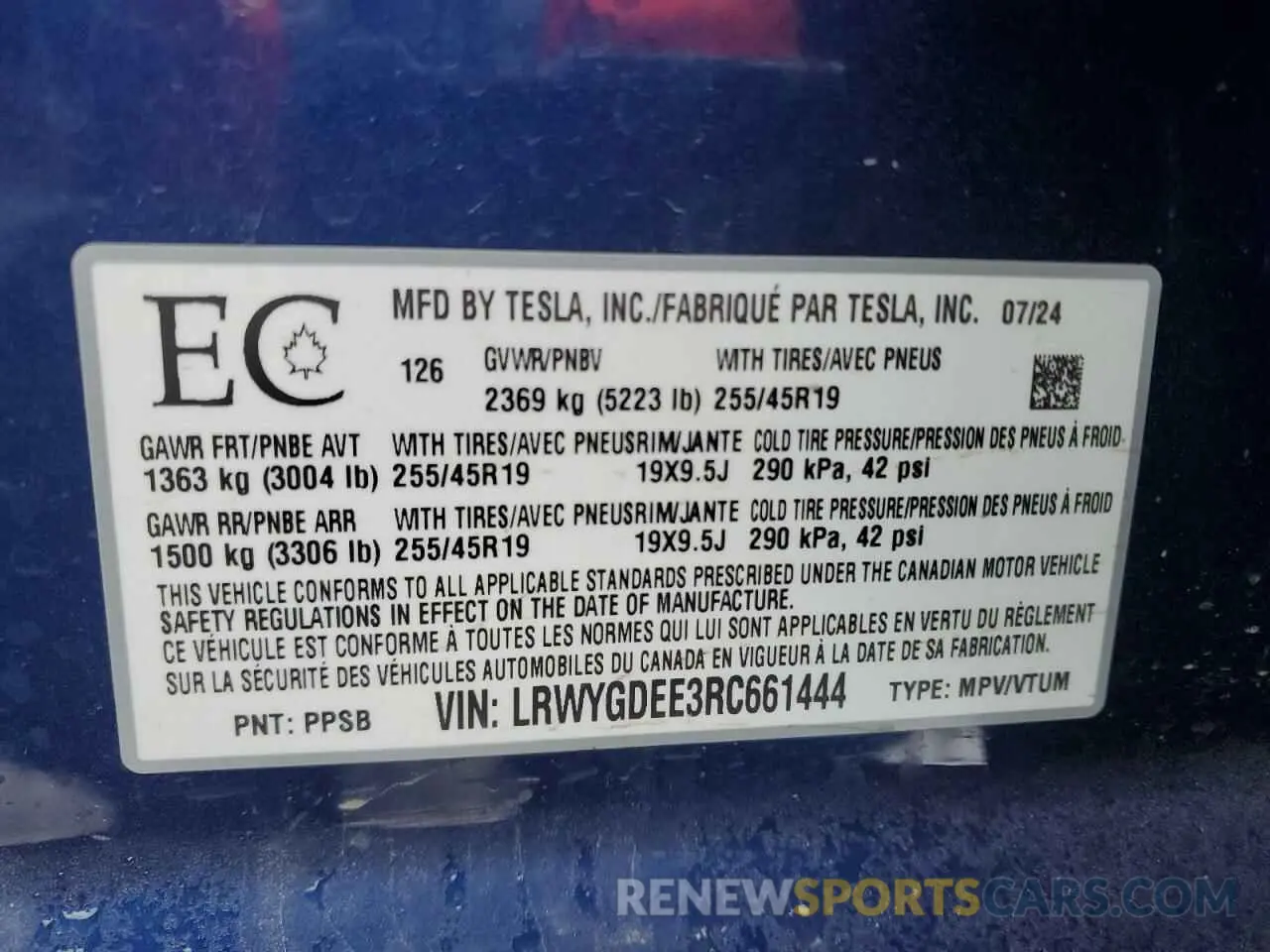 14 Фотография поврежденного автомобиля LRWYGDEE3RC661444 TESLA MODEL Y 2024