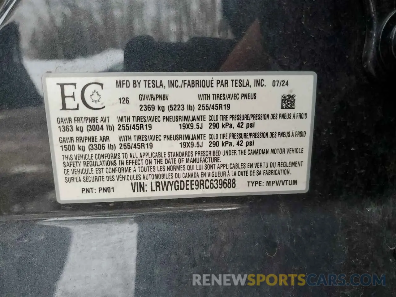 14 Фотография поврежденного автомобиля LRWYGDEE9RC639688 TESLA MODEL Y 2024