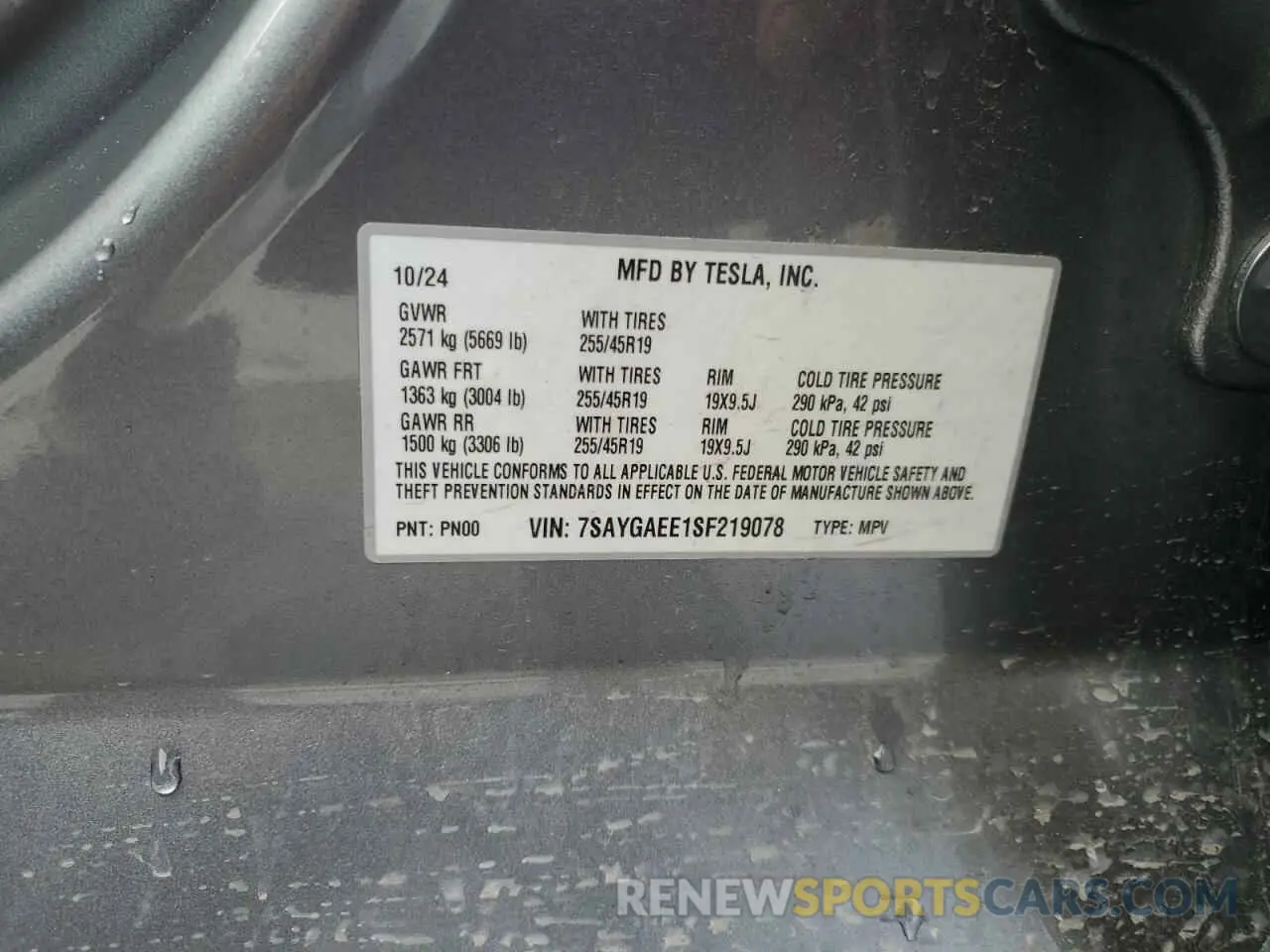 14 Фотография поврежденного автомобиля 7SAYGAEE1SF219078 TESLA MODEL Y 2025