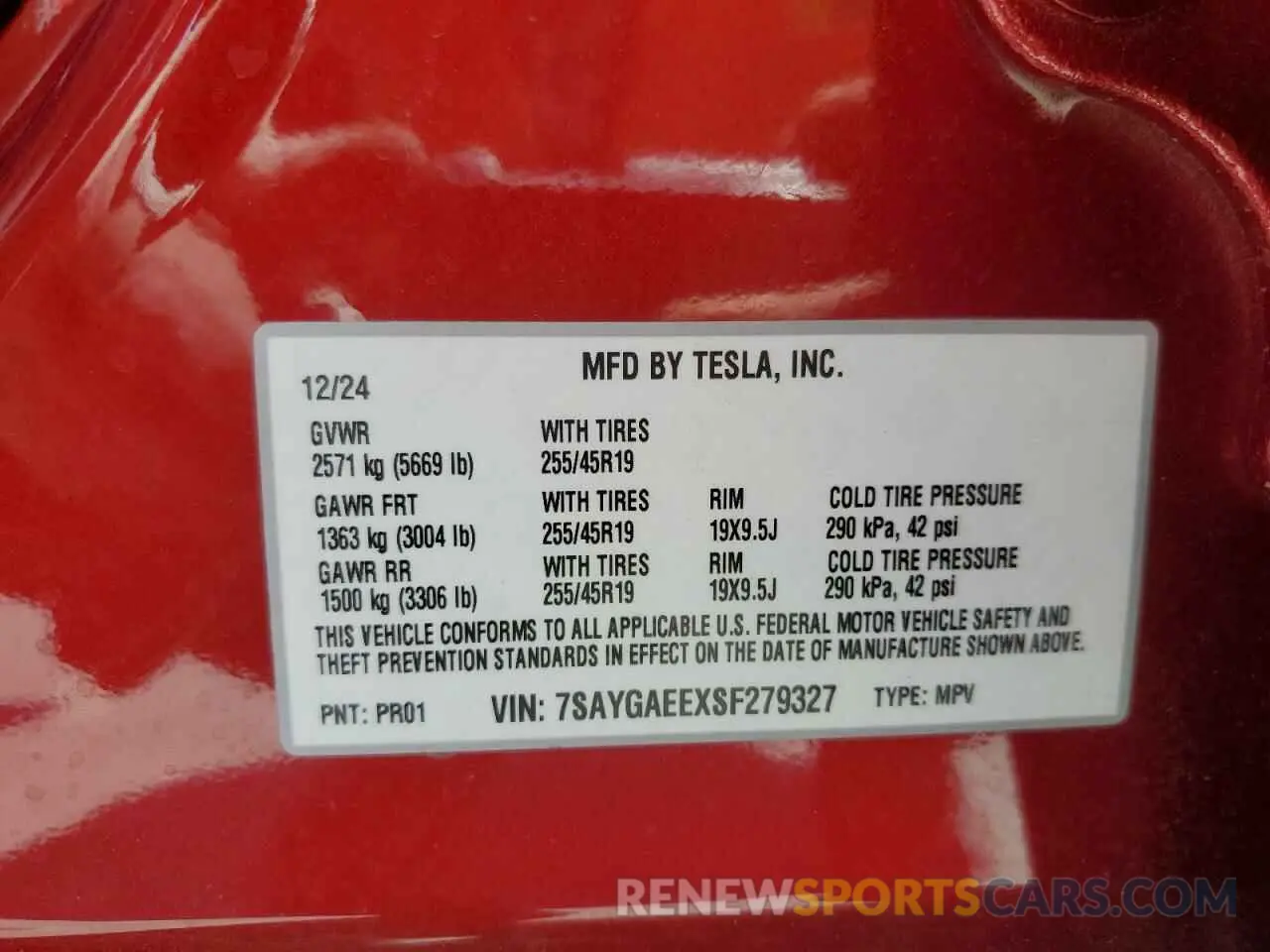 12 Photograph of a damaged car 7SAYGAEEXSF279327 TESLA MODEL Y 2025
