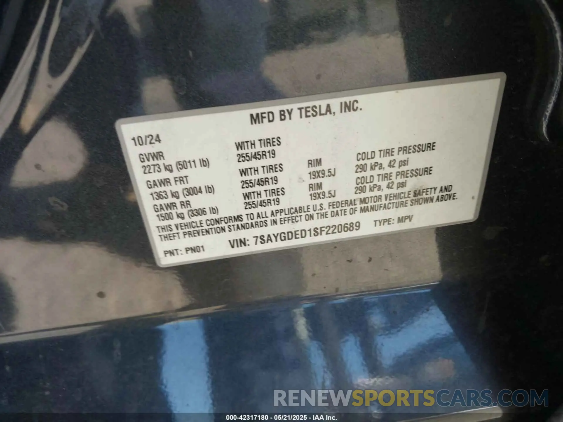 9 Фотография поврежденного автомобиля 7SAYGDED1SF220689 TESLA MODEL Y 2025