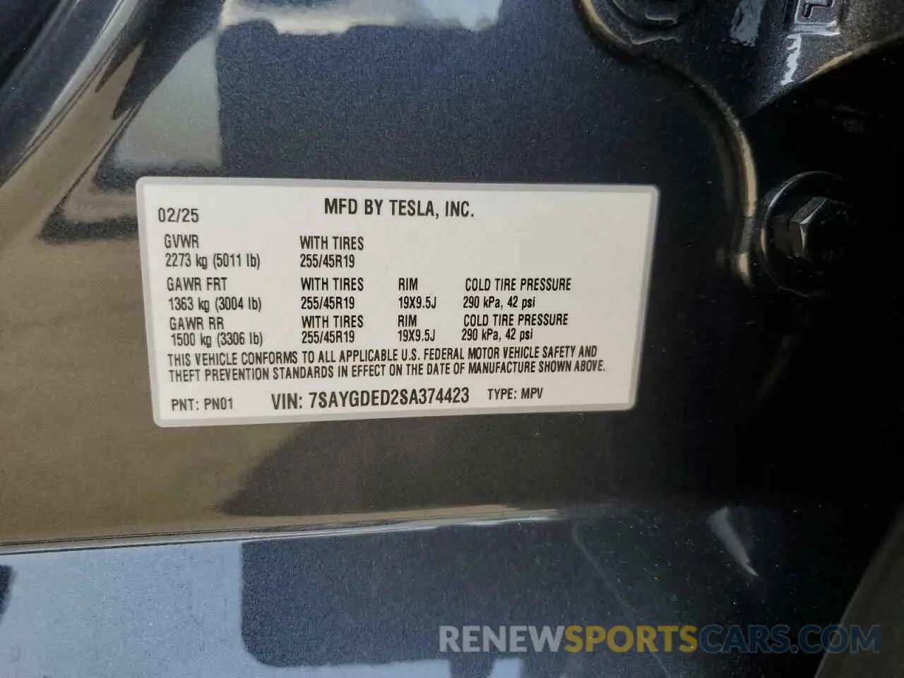 12 Photograph of a damaged car 7SAYGDED2SA374423 TESLA MODEL Y 2025
