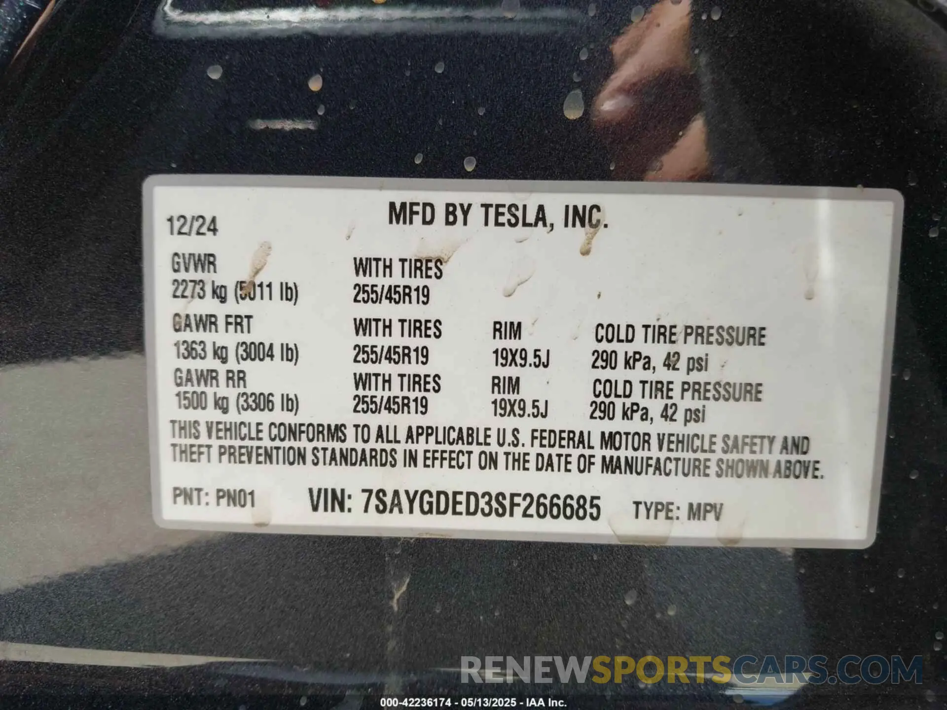 9 Фотография поврежденного автомобиля 7SAYGDED3SF266685 TESLA MODEL Y 2025