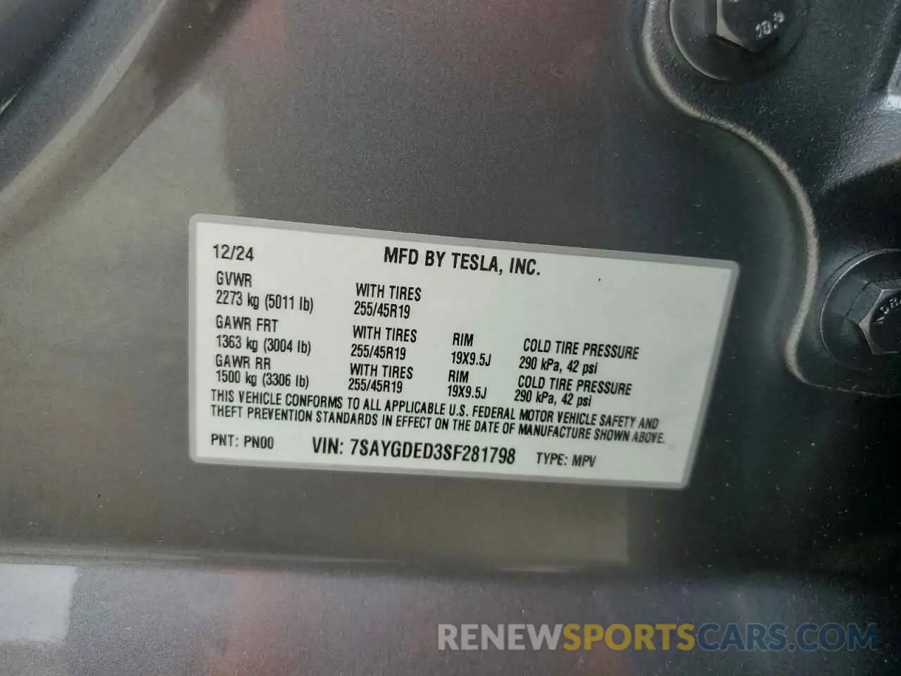 13 Photograph of a damaged car 7SAYGDED3SF281798 TESLA MODEL Y 2025