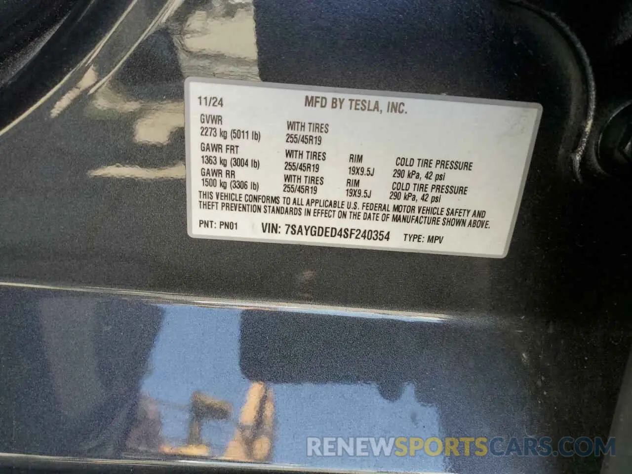 12 Фотография поврежденного автомобиля 7SAYGDED4SF240354 TESLA MODEL Y 2025