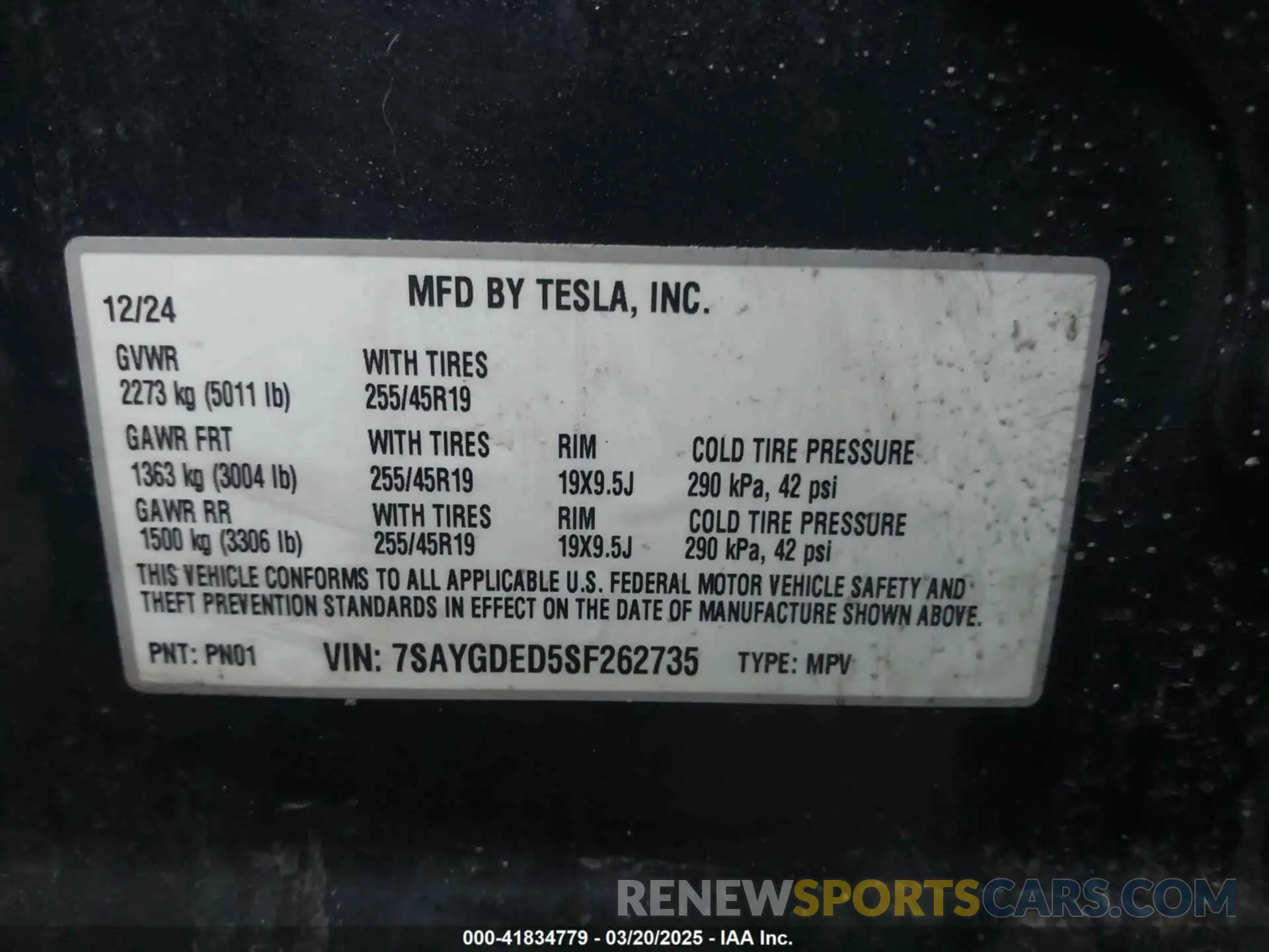 9 Photograph of a damaged car 7SAYGDED5SF262735 TESLA MODEL Y 2025