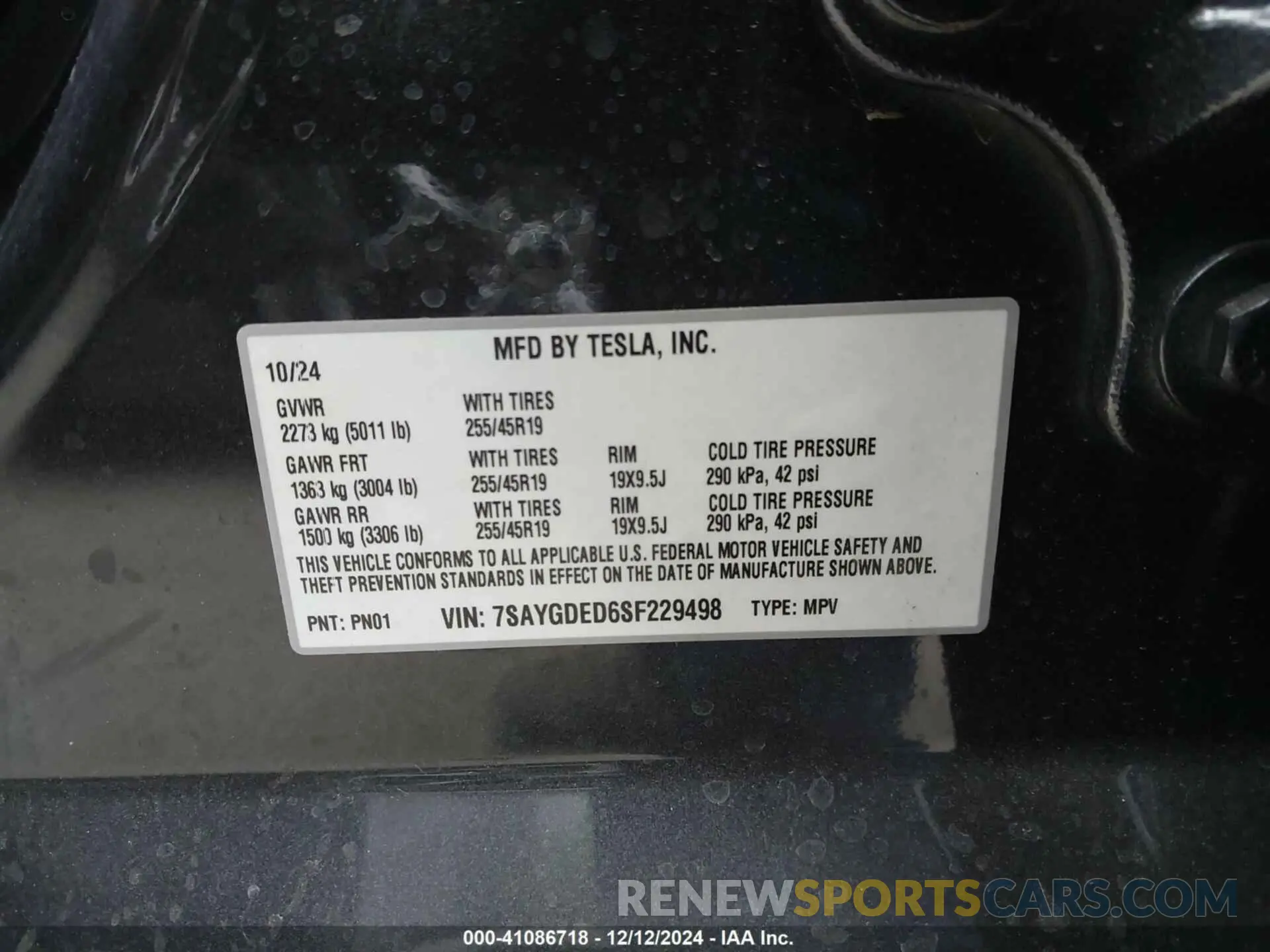 9 Фотография поврежденного автомобиля 7SAYGDED6SF229498 TESLA MODEL Y 2025