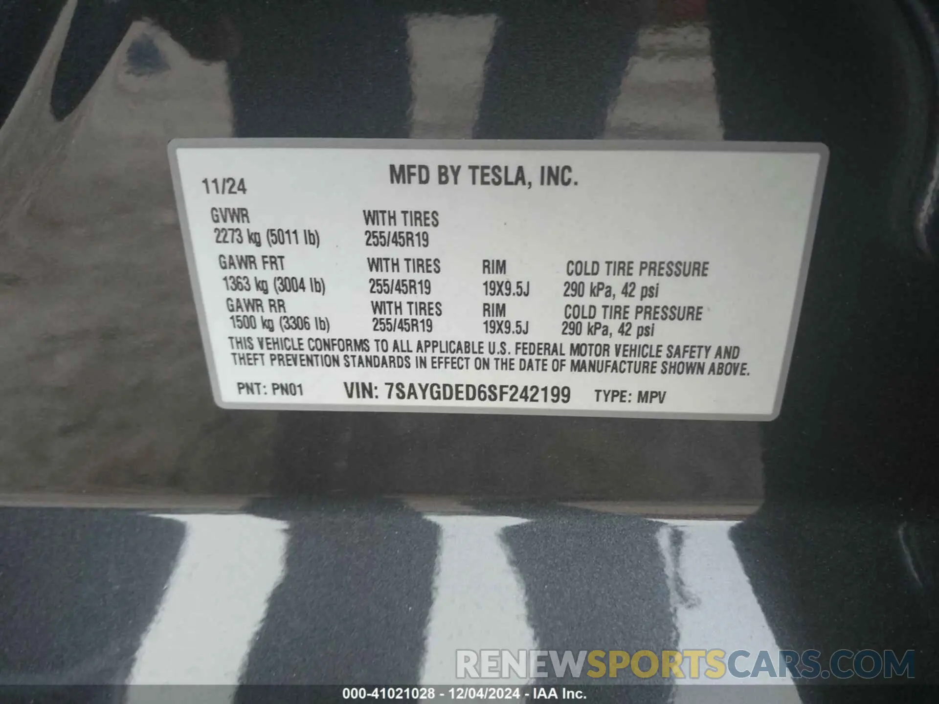 9 Фотография поврежденного автомобиля 7SAYGDED6SF242199 TESLA MODEL Y 2025