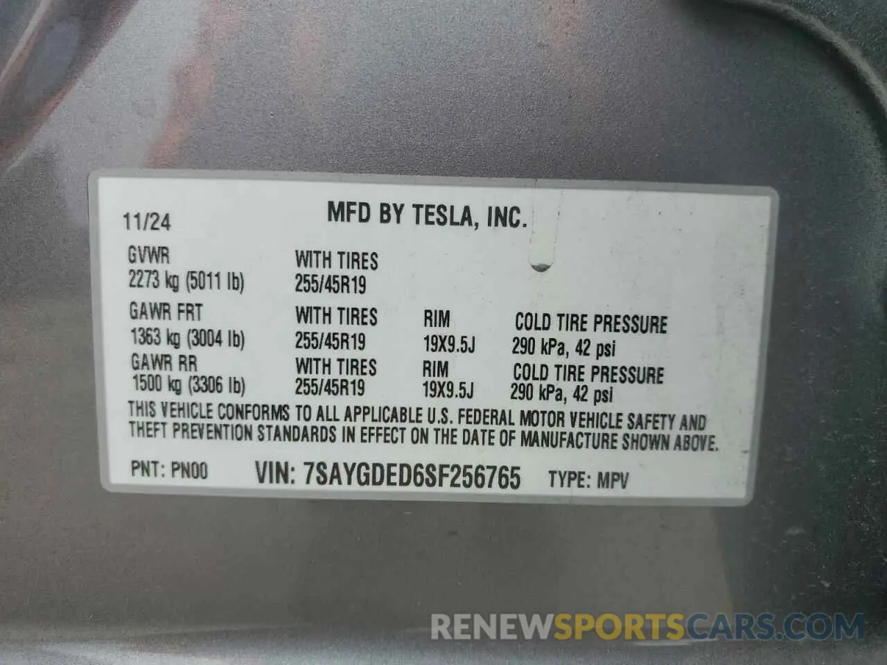 14 Фотография поврежденного автомобиля 7SAYGDED6SF256765 TESLA MODEL Y 2025