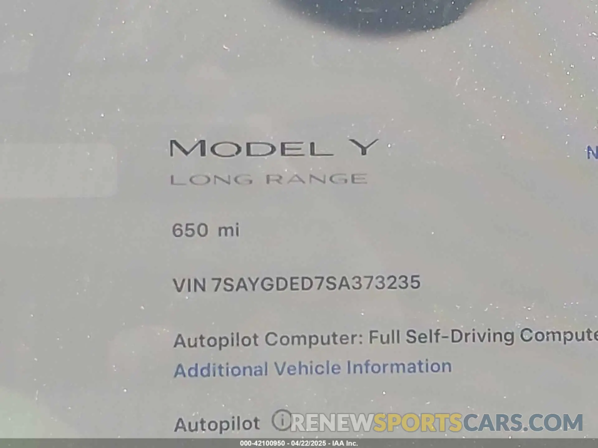 15 Photograph of a damaged car 7SAYGDED7SA373235 TESLA MODEL Y 2025