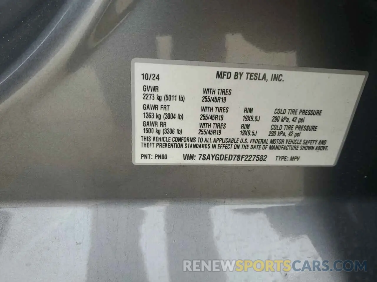 13 Фотография поврежденного автомобиля 7SAYGDED7SF227582 TESLA MODEL Y 2025