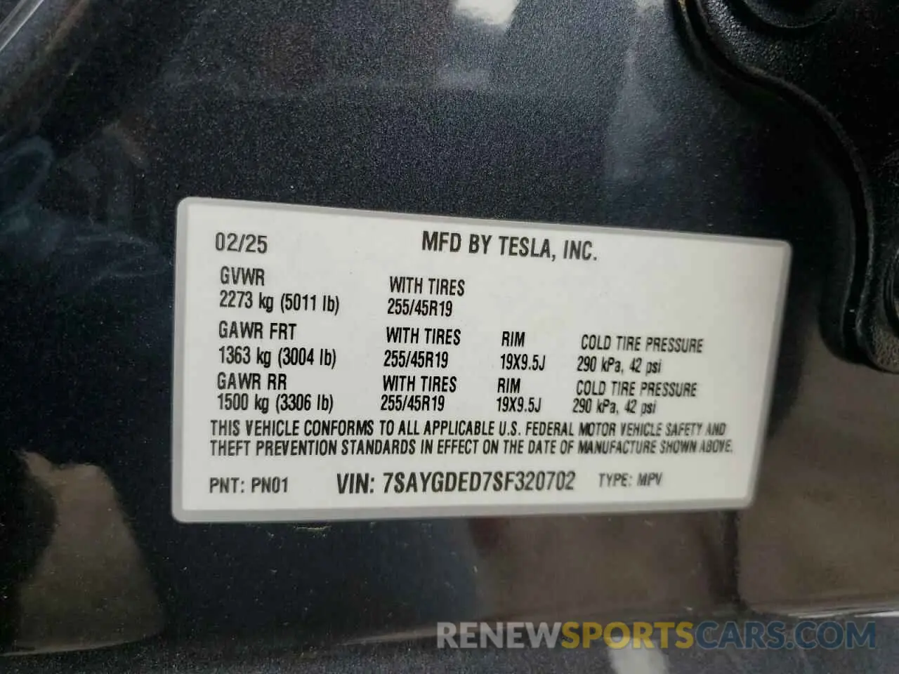 12 Photograph of a damaged car 7SAYGDED7SF320702 TESLA MODEL Y 2025