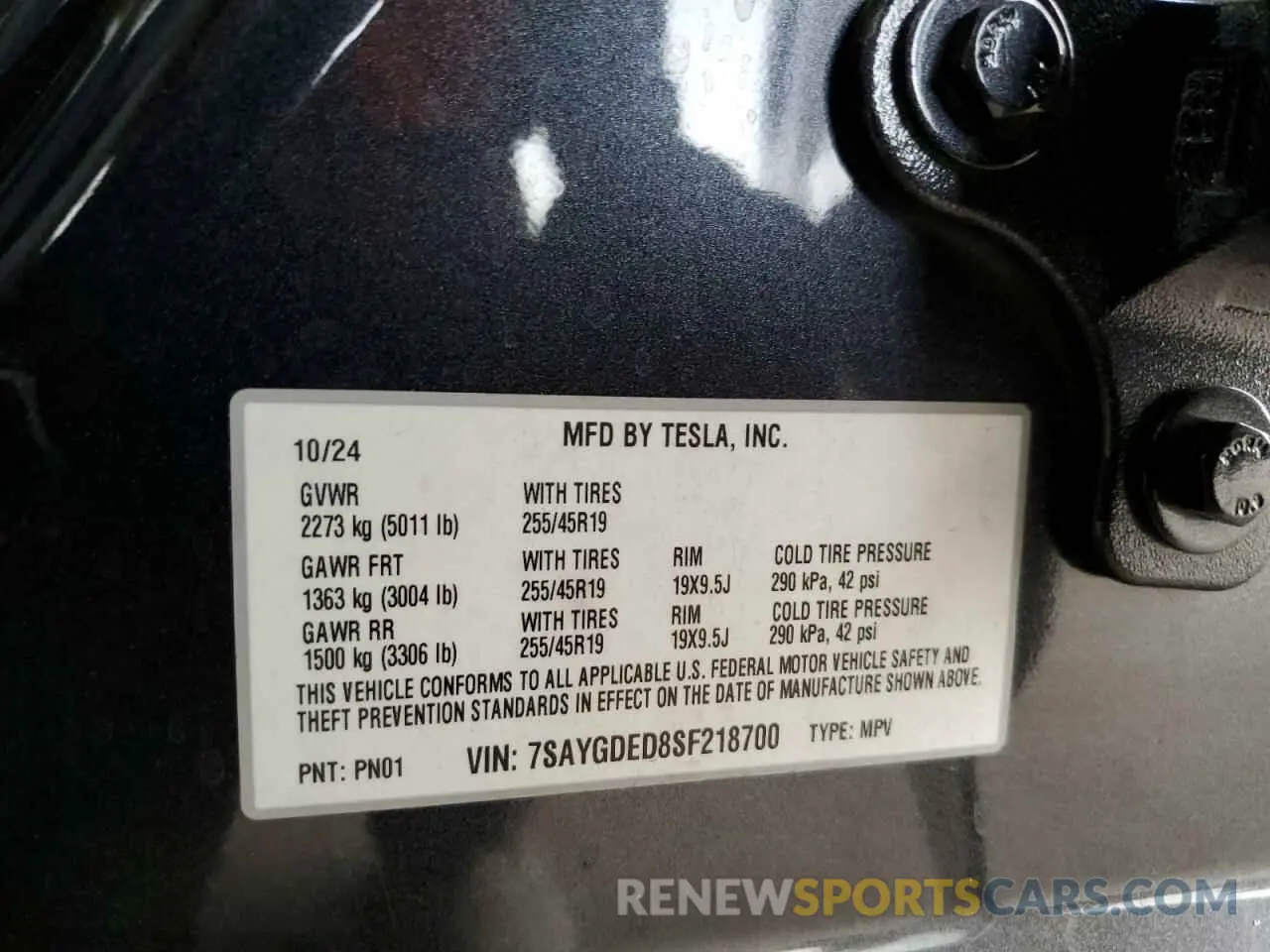 15 Photograph of a damaged car 7SAYGDED8SF218700 TESLA MODEL Y 2025