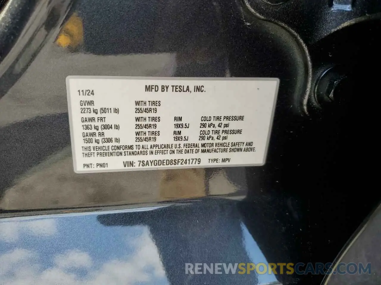 13 Фотография поврежденного автомобиля 7SAYGDED8SF241779 TESLA MODEL Y 2025