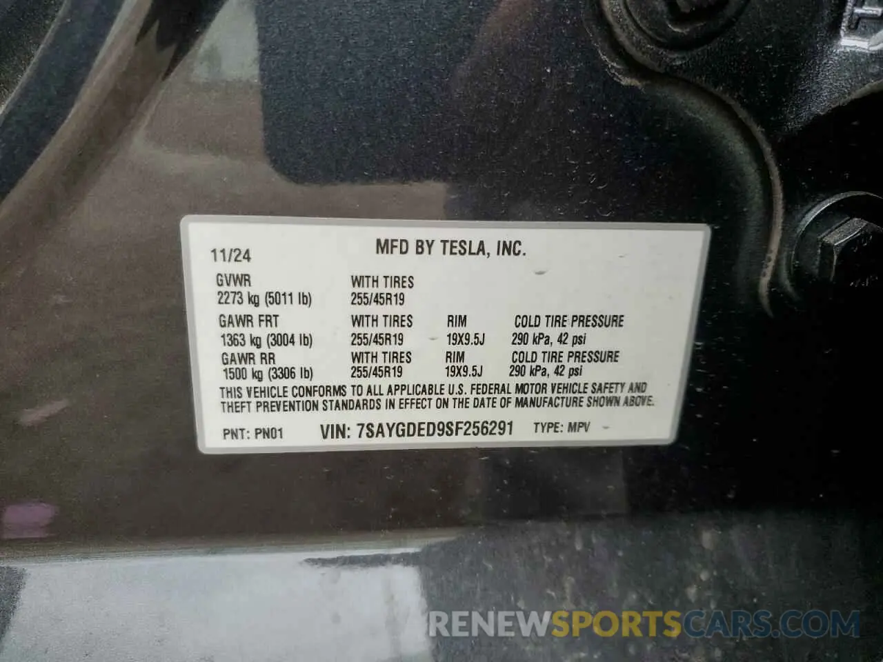 16 Фотография поврежденного автомобиля 7SAYGDED9SF256291 TESLA MODEL Y 2025