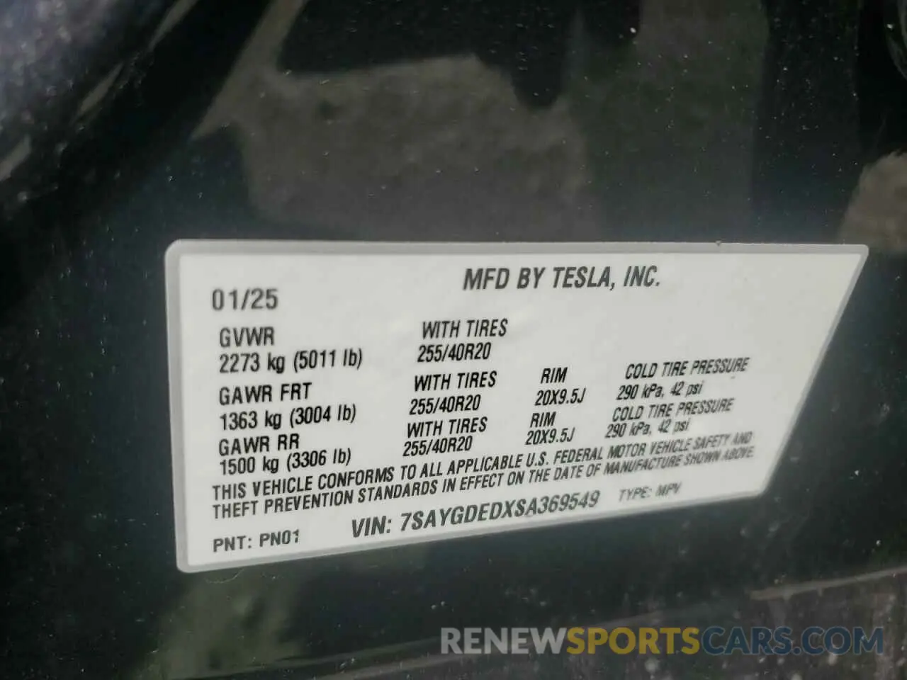 14 Фотография поврежденного автомобиля 7SAYGDEDXSA369549 TESLA MODEL Y 2025