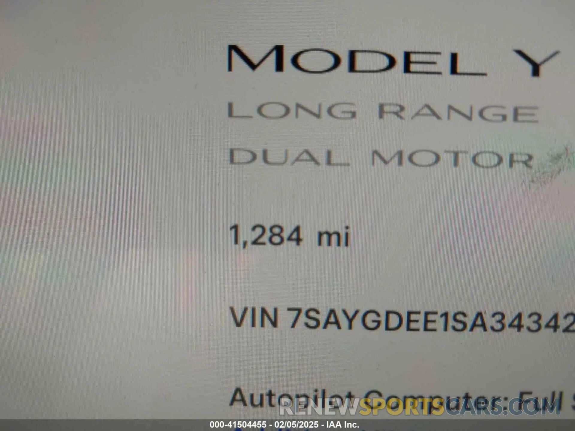 15 Photograph of a damaged car 7SAYGDEE1SA343429 TESLA MODEL Y 2025
