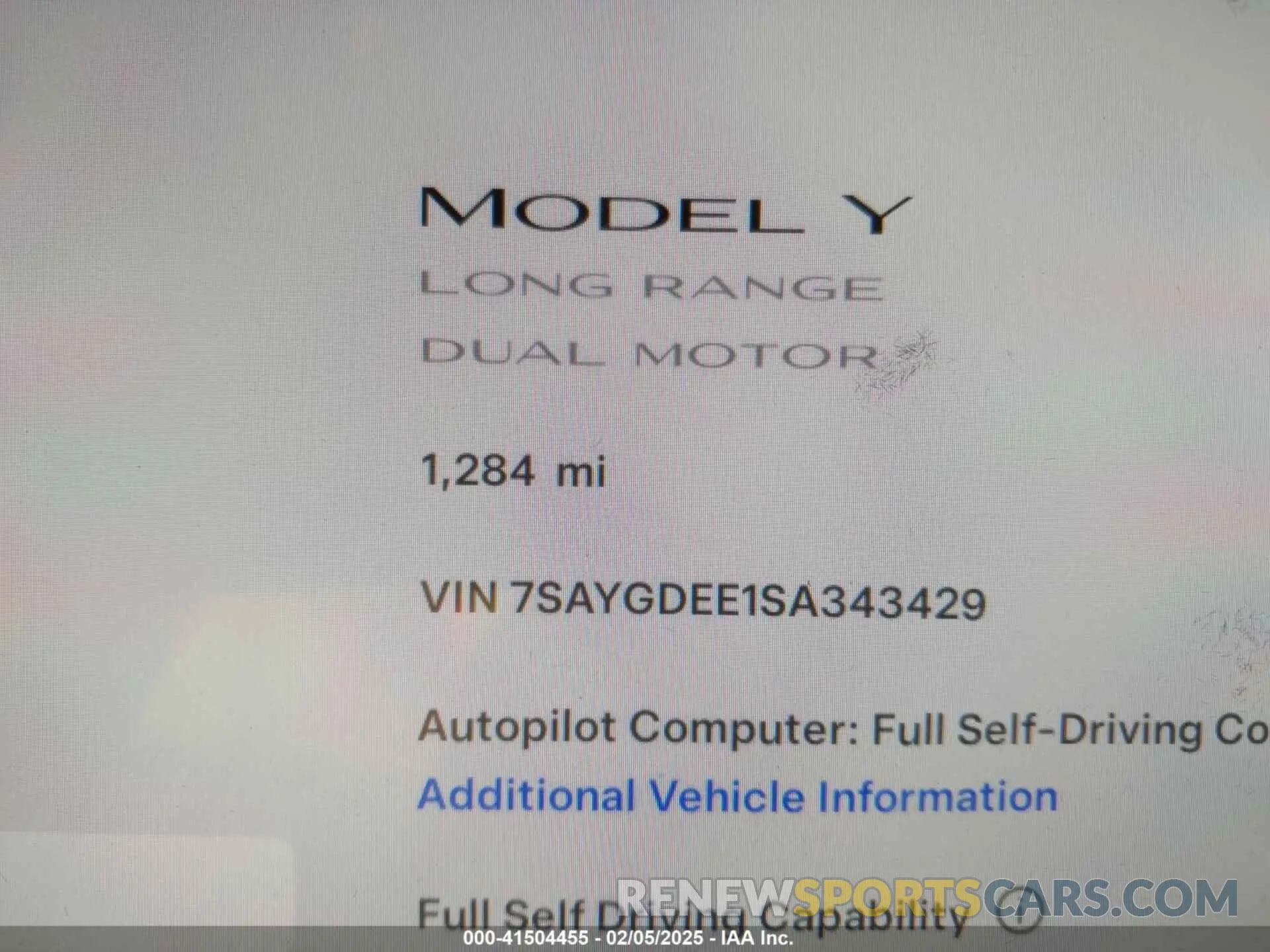 7 Photograph of a damaged car 7SAYGDEE1SA343429 TESLA MODEL Y 2025