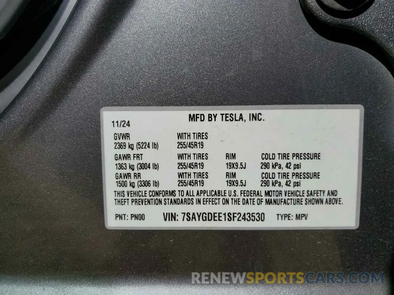15 Photograph of a damaged car 7SAYGDEE1SF243530 TESLA MODEL Y 2025
