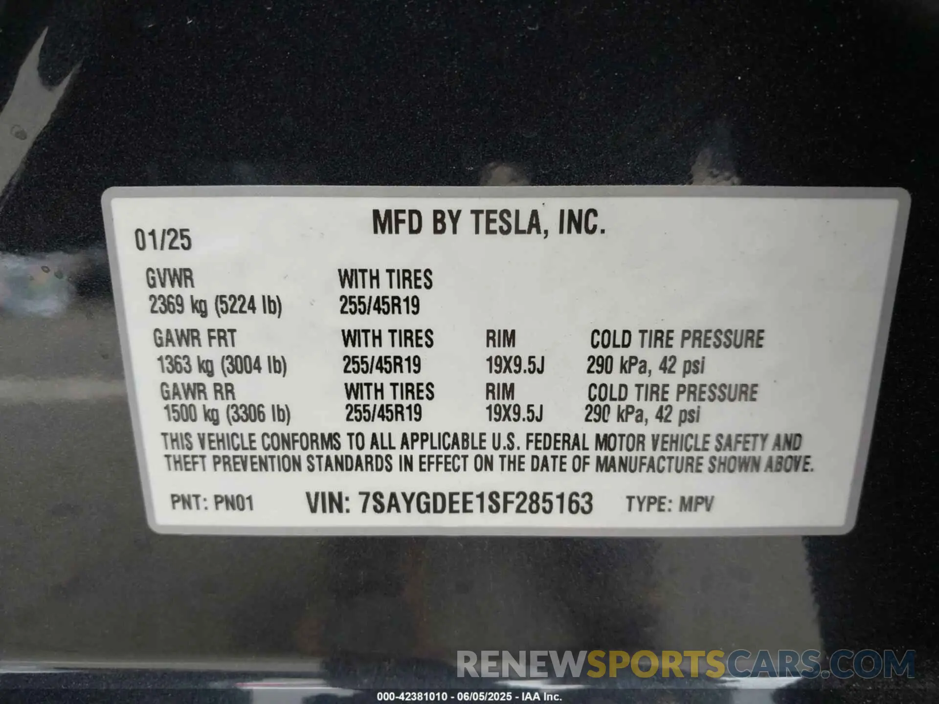 9 Фотография поврежденного автомобиля 7SAYGDEE1SF285163 TESLA MODEL Y 2025