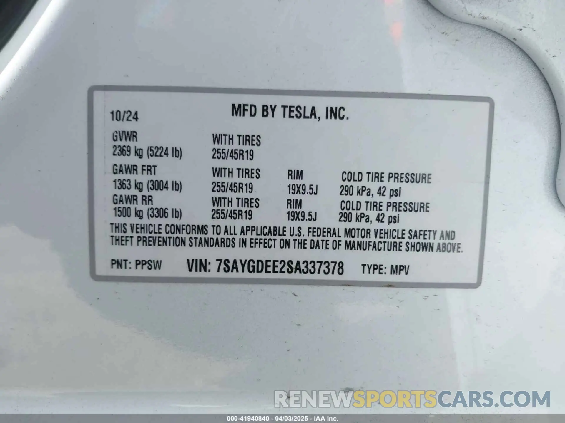 9 Photograph of a damaged car 7SAYGDEE2SA337378 TESLA MODEL Y 2025