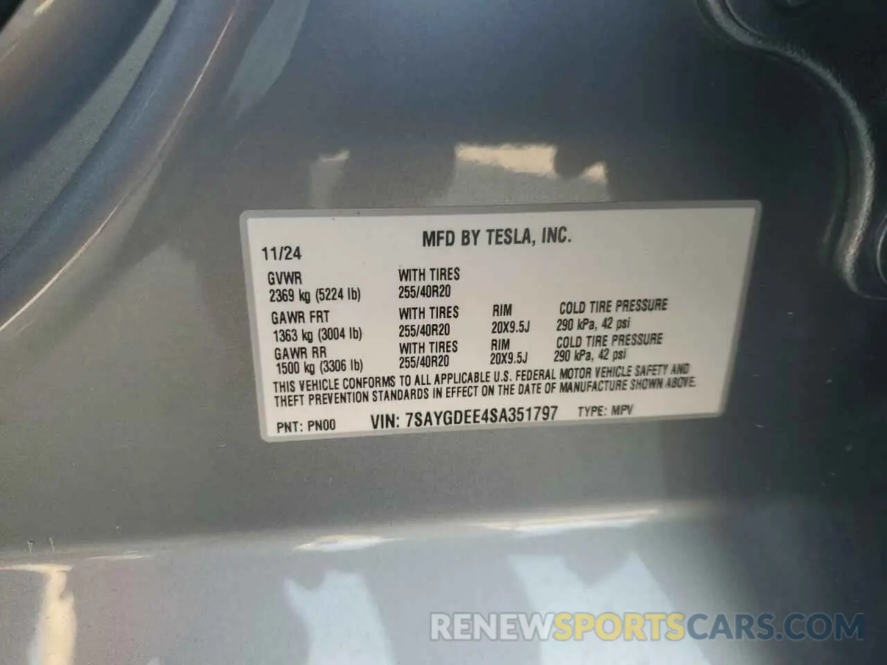 15 Фотография поврежденного автомобиля 7SAYGDEE4SA351797 TESLA MODEL Y 2025