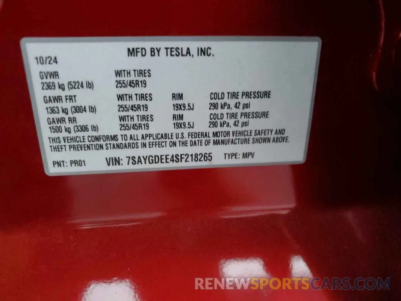 12 Photograph of a damaged car 7SAYGDEE4SF218265 TESLA MODEL Y 2025