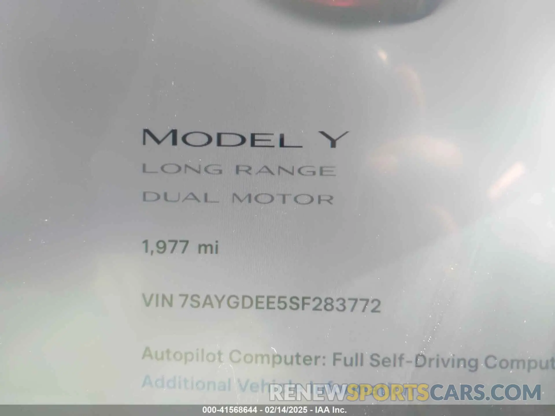 7 Фотография поврежденного автомобиля 7SAYGDEE5SF283772 TESLA MODEL Y 2025