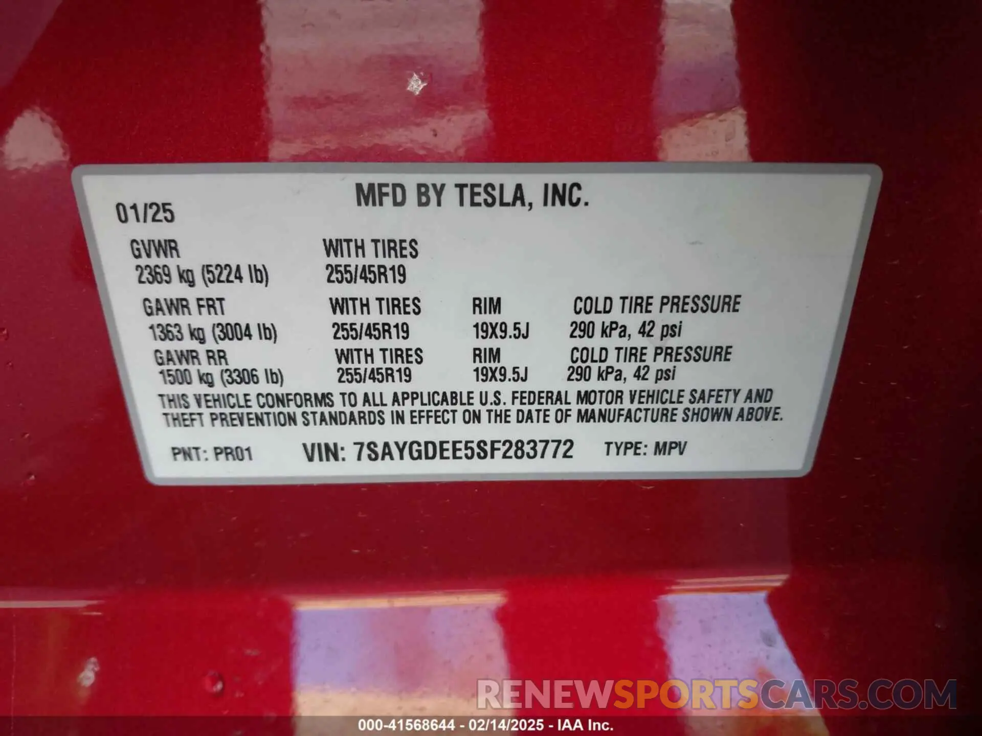 9 Фотография поврежденного автомобиля 7SAYGDEE5SF283772 TESLA MODEL Y 2025