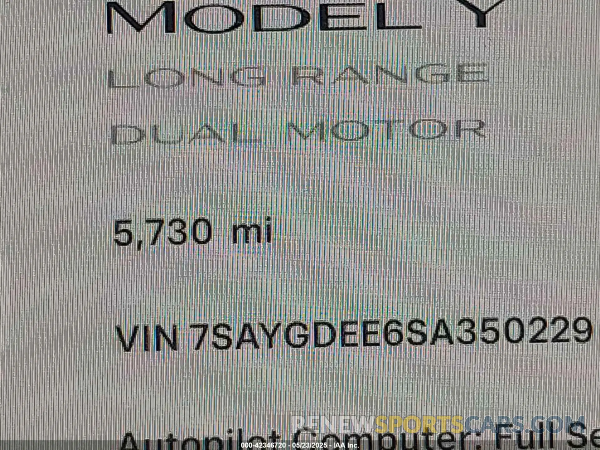15 Photograph of a damaged car 7SAYGDEE6SA350229 TESLA MODEL Y 2025
